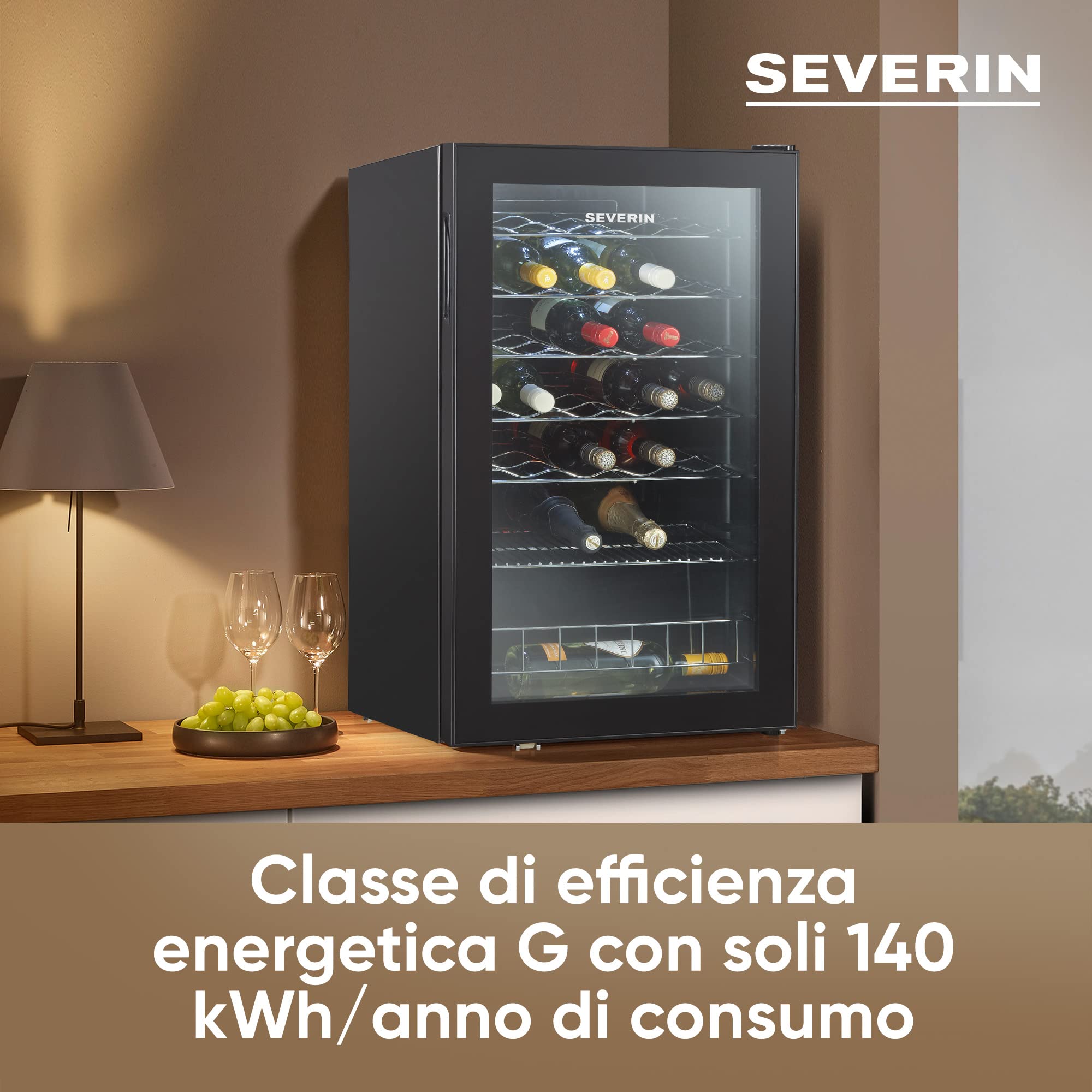 Severin KS 9894 cantinetta vino 33 bottiglie 95L nero