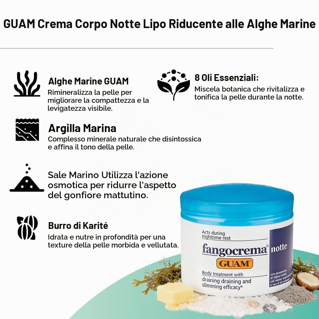 Guam Fangocrema Notte Crema Corpo 500ml Drenante