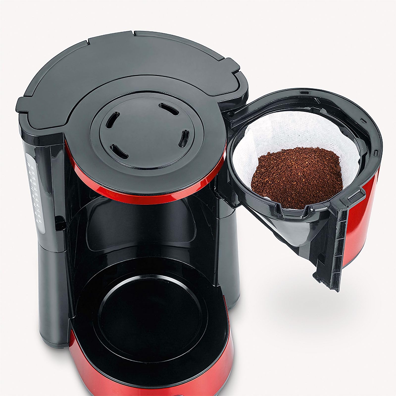 Severin KA 4817 caffettiera filtro 10 tazze rosso nero