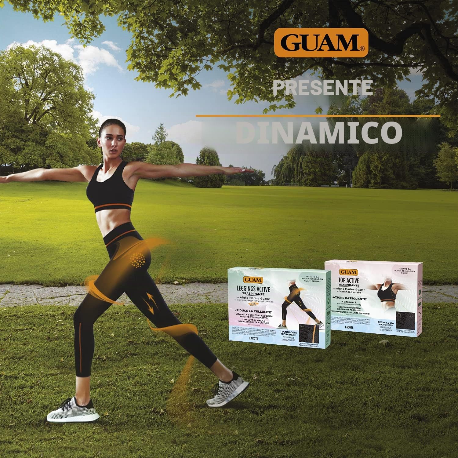 Guam Fibramar Leggings Attivi Traspiranti S-M Alghe Pancia Piatta