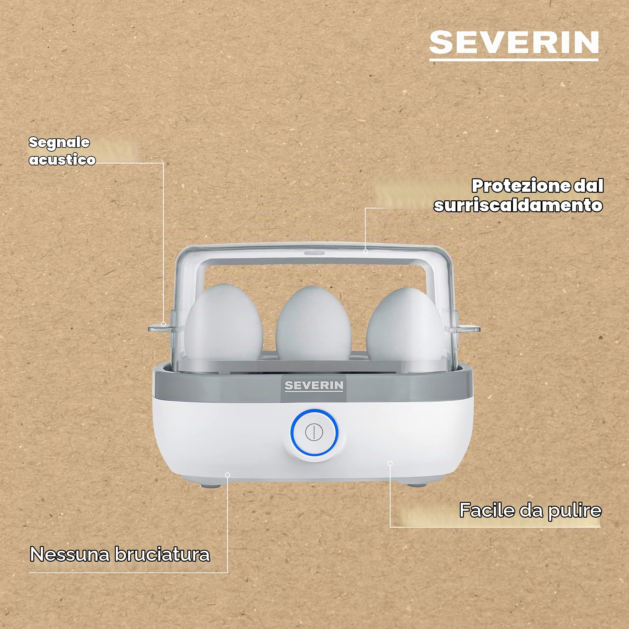 Severin EK 3164 Cuociuova Elettrico 6 Uova Bianco