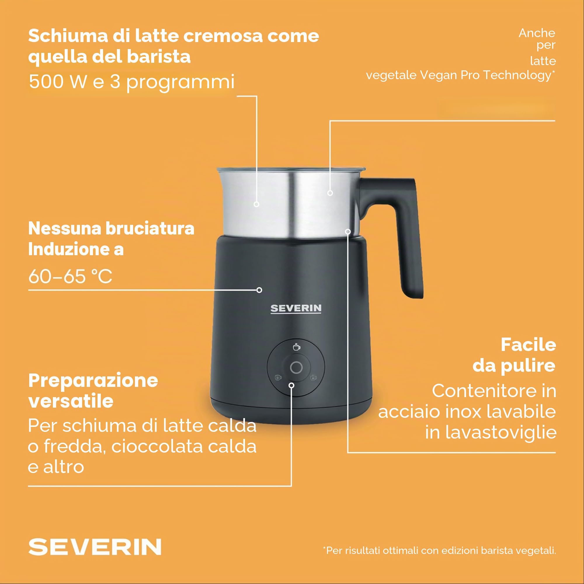Severin SM 3579 Montalatte Induzione 400 ml Nero